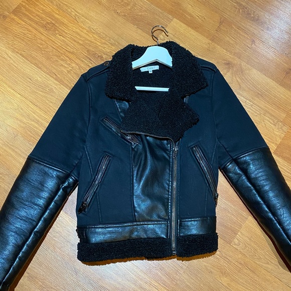 Dex Faux leather & shearling motorcycle jacket - Picture 1 of 6